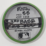 1984 MLBPA Major League Baseball Fun Foods Carney Lansford Oakland A's No 55 of 133 3rd Base Avg .300 Green Metal Button Pin