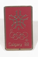 1988 Winter Olympics Calgary, Alberta Canada Small Red Gold Enamel Lapel Pin Sports Collectible