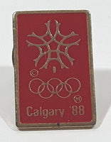 1988 Winter Olympics Calgary, Alberta Canada Small Red Gold Enamel Lapel Pin Sports Collectible