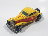 1986 Hot Wheels '37 Bugatti Yellow and Red Die Cast Toy Classic Luxury Car Vehicle