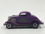 1989 Hot Wheels Classics 3-Window '34 Purple Die Cast Toy Car Hot Rod Vehicle