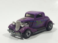 1989 Hot Wheels Classics 3-Window '34 Purple Die Cast Toy Car Hot Rod Vehicle