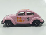 Vintage Yatming No. 1009 Volkswagen Beetle Big Smile Pink Die Cast Toy Car Vehicle