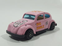 Vintage Yatming No. 1009 Volkswagen Beetle Big Smile Pink Die Cast Toy Car Vehicle