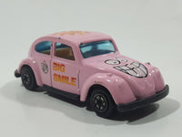 Vintage Yatming No. 1009 Volkswagen Beetle Big Smile Pink Die Cast Toy Car Vehicle