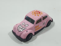 Vintage Yatming No. 1009 Volkswagen Beetle Big Smile Pink Die Cast Toy Car Vehicle