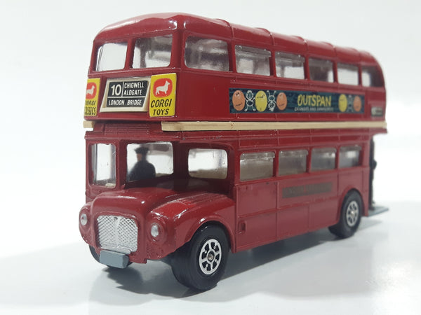 Vintage Corgi Toys London Transport Routemaster Double Decker Bus "Outspan Oranges And Grapefruit" Red 1/50 Scale Die Cast Toy Car Vehicle