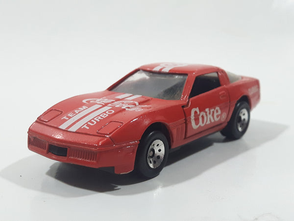 1988 Hartoy Coca Cola Coke Soda Pop Chevrolet Corvette Red Team Turbo Die Cast Toy Car Vehicle with Opening Doors