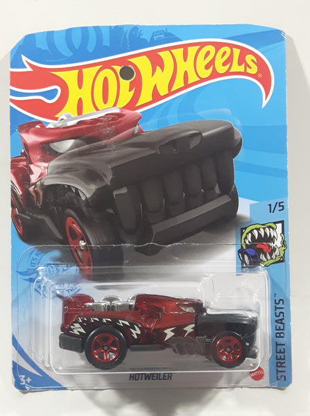 2021 Hot Wheels Street Beasts Hotweiler Red and Black Die Cast Toy Car Vehicle New in CUT Package