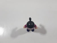 1995 Geobra Playmobil Girl with Black Hair in Purple Top and White Pants 2" Tall Toy Figure