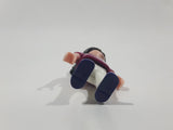 1995 Geobra Playmobil Girl with Black Hair in Purple Top and White Pants 2" Tall Toy Figure
