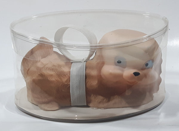 Vintage Light Brown Spaniel Puppy Dog Laying 6 1/4" Long Rubber Squeak Toy Figure