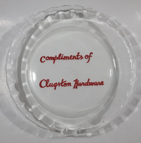 Vintage Pyrex 208 8 1/4" Clear Glass Pie Plate Compliments of Clugston Hardware Vancouver B.C. Made in Canada