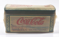 Drink Coca-Cola Delicious and Refreshing Girl on the Beach Green Hinged Tin Container Soda Pop Collectible