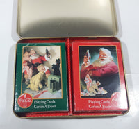 1996 Coca Cola Limited Editions Nostalgia Playing Cards and Collectible Santa Claus Christmas Tin 2 Decks New in Package