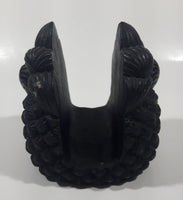 Vintage 1970s Coco Joe's #144 Pineapple Shaped Black Carved Lava Rock Napkin Holder Made in Hawaii