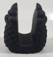 Vintage 1970s Coco Joe's #144 Pineapple Shaped Black Carved Lava Rock Napkin Holder Made in Hawaii