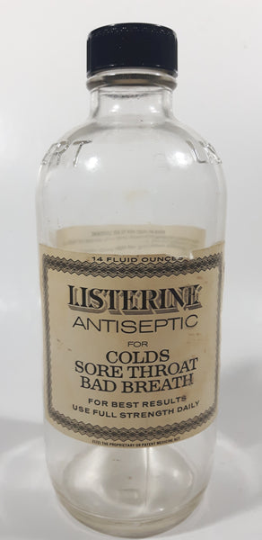 Antique Lambert Pharmacal Co Canada Ltd Toronto Listerine Antiseptic For Colds Sore Throat Bad Breath 6 3/4" Tall Glass Medicine Bottle