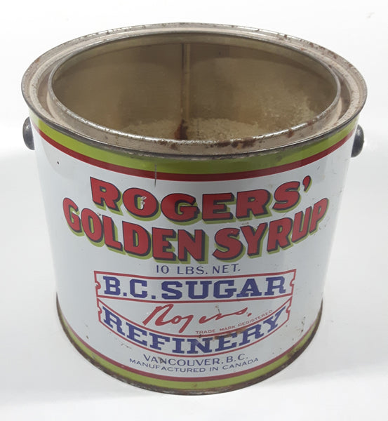 Vintage Rogers Syrup Golden Sugar Vancouver, B.C. Sugar Refinery 10lb Tin Metal Can Pail