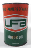 Vintage UFA United Farms of Alberta Extra H.D. SAE 30 Motor Oil 5 7/8" Tall One Litre Metal Oil Can FULL