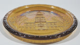 Vintage Indiana Orange Amber Iridescent Rainbow Gold Independence Hall Philadelphia 8" Diameter Carnival Glass Plate