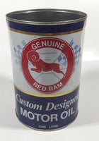 Vintage Genuine Red Ram Custom Designed Motor Oil One Litre 6" Tall Metal Can