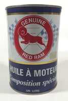 Vintage Genuine Red Ram Custom Designed Motor Oil One Litre 6" Tall Metal Can