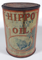 Antique James Weir Company Ltd Toronto Hippo Oil Permanent Pliable 4 1/2" Tall Metal Oil Can FULL