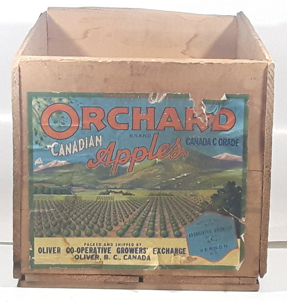 Vintage Orchard Brand Canadian Apples Oliver B.C. Wood Food Crate with Original Label