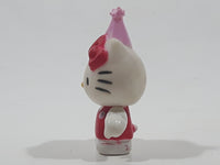 2011 Sanrio Hello Kitty with Pink Party Hat Miniature 1 5/8" Tall Plastic Toy Figure
