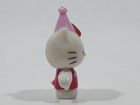 2011 Sanrio Hello Kitty with Pink Party Hat Miniature 1 5/8" Tall Plastic Toy Figure