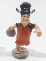 Dakin U.C.S. Amblin The Flintstones Movie Fred Flintstone With Bowling Ball Wearing Water Buffalo Hat 3 1/4" Tall PVC Toy Figure