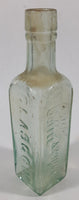 Antique 1880s Paterson's Glasgow Camp Coffee & Chicor 6 5/8" Tall Embossed Lettering Aqua Glass Bottle