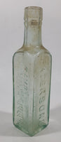 Antique 1880s Paterson's Glasgow Camp Coffee & Chicor 6 5/8" Tall Embossed Lettering Aqua Glass Bottle