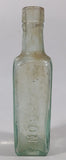 Antique 1880s Paterson's Glasgow Camp Coffee & Chicor 6 5/8" Tall Embossed Lettering Aqua Glass Bottle