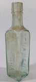 Antique 1880s Paterson's Glasgow Camp Coffee & Chicor 6 5/8" Tall Embossed Lettering Aqua Glass Bottle