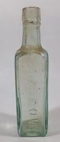 Antique 1880s Paterson's Glasgow Camp Coffee & Chicor 6 5/8" Tall Embossed Lettering Aqua Glass Bottle