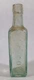 Antique 1880s Paterson's Glasgow Camp Coffee & Chicor 6 5/8" Tall Embossed Lettering Aqua Glass Bottle