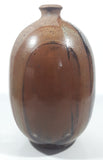 Vintage 8 1/2" Tall Brown Tones Stoneware Pottery Jar Jug