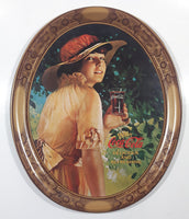 Vintage 1976 Reproduction of 1916 Coca Cola World War 1 Girl Advertisement 10 1/2" x 12 3/4" Oval Shaped Tin Metal Beverage Serving Tray