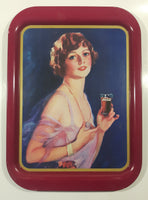 Vintage 1974 Coca-Cola Coke Soda Pop 1927 Calendar Girl Pink Magenta Metal Beverage Serving Tray