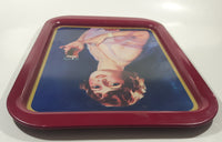 Vintage 1974 Coca-Cola Coke Soda Pop 1927 Calendar Girl Pink Magenta Metal Beverage Serving Tray