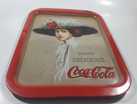 Vintage 1971 Coca-Cola "Drink" "Delicious" Hamilton King 1909 Pinup Girl Red Metal Beverage Serving Tray Coke Cola Soda Pop Collectible