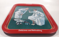 Vintage 1973 Coca Cola 1926 Golfing Couple 10 3/4" x 14 3/4" Metal Beverage Serving Tray