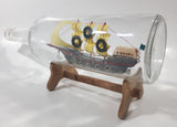 Vintage Turkey Kusadasi Ship in 12" Long Clear Embossed Glass Campari Bottle