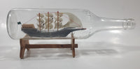 Vintage Turkey Kusadasi Ship in 12" Long Clear Embossed Glass Campari Bottle