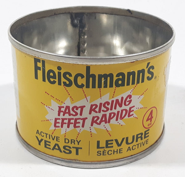 Vintage 1970s Standard Brands Canada Fleischmann's Fast Rising Active Dry Yeast 4 Oz 2" Tall Tin Metal Can