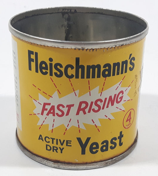 Vintage 1970s Standard Brands Canada Fleischmann's Fast Rising Active Dry Yeast 4 Oz 2 1/2" Tall Tin Metal Can