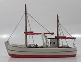 Red and White Fishing Trawler 7 1/2" Long Wood Model Ship Boat