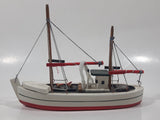 Red and White Fishing Trawler 7 1/2" Long Wood Model Ship Boat